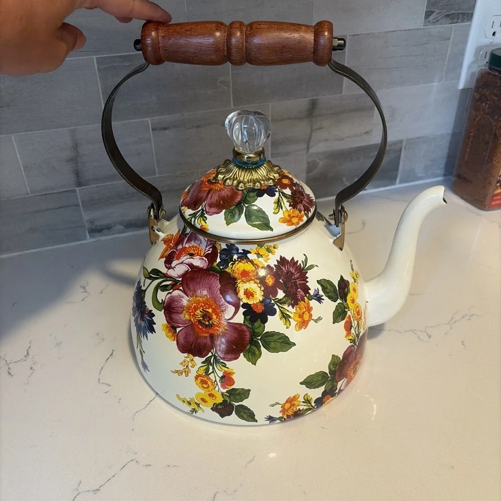 Mackenzie Childs 3 Quart Tea Kettle White Flower Market
